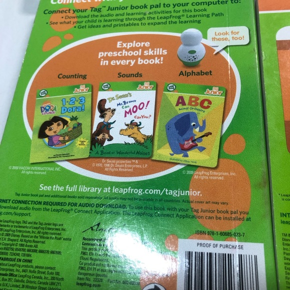 Leap Frog Junior Tag hard cover books, lot of 4 David smells , Dora, Pooh - Picture 3 of 13